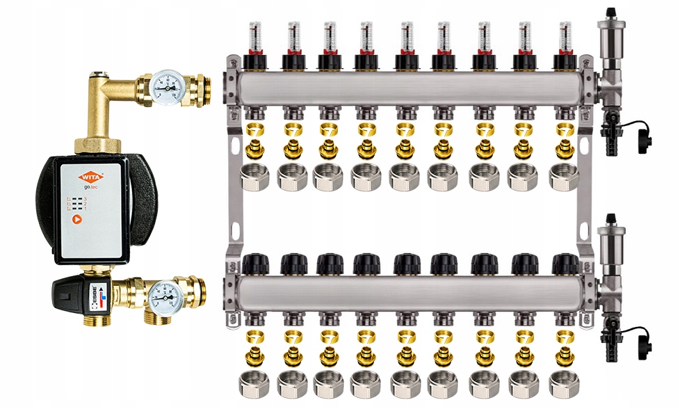 Rozdělovač pro podlahu 9 nerezový pro vytápění Čerpadlo Wita Pex