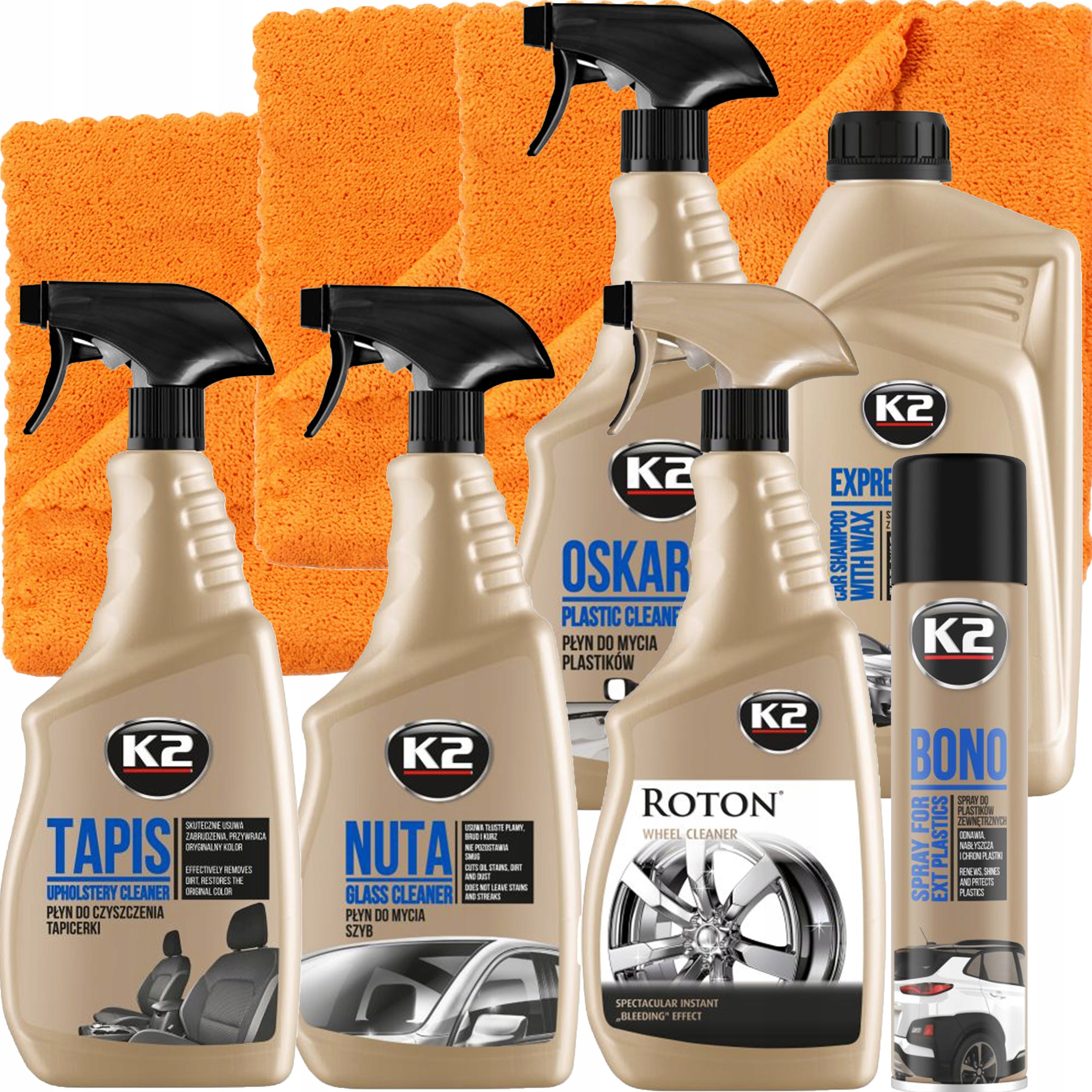 K2 ZESTAW KOSMETYKÓW DO AUTA DETAILING RENOWACJA CZYSZCZENIE PIELĘGNACJA