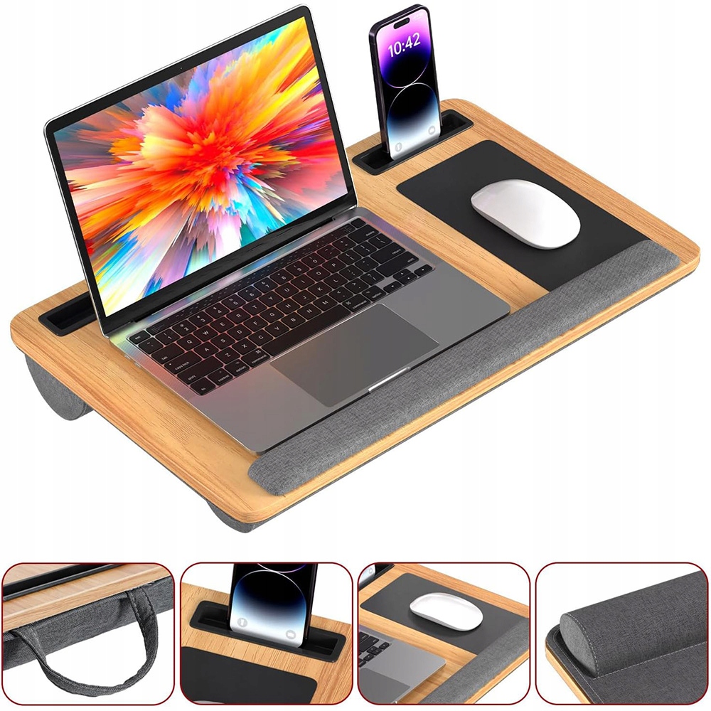 Stolik Pod Laptopa Poduszka 55X34CM Do 17" Mysz Podkładka Uchwyt Telefon