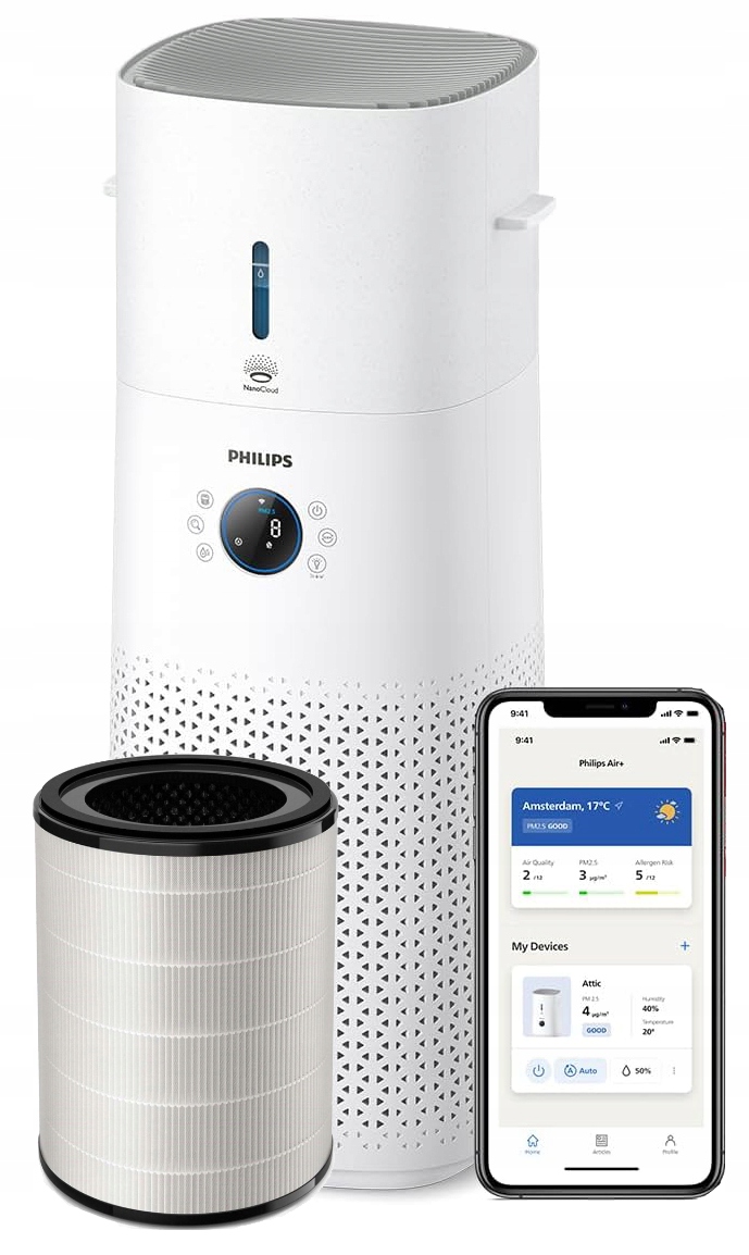 Čistička Vzduchu Philips Combi 2V1 AC3737/10 Wifi 131M2 Nanocloud 15DB