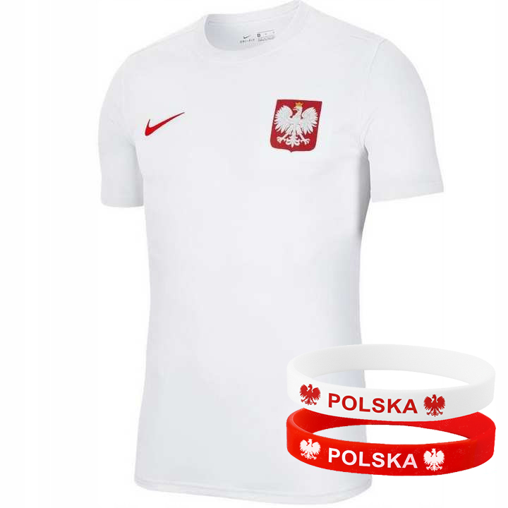 Nike Koszulka Polska dziecięca reprezentacji 158-170cm Opaski zestaw