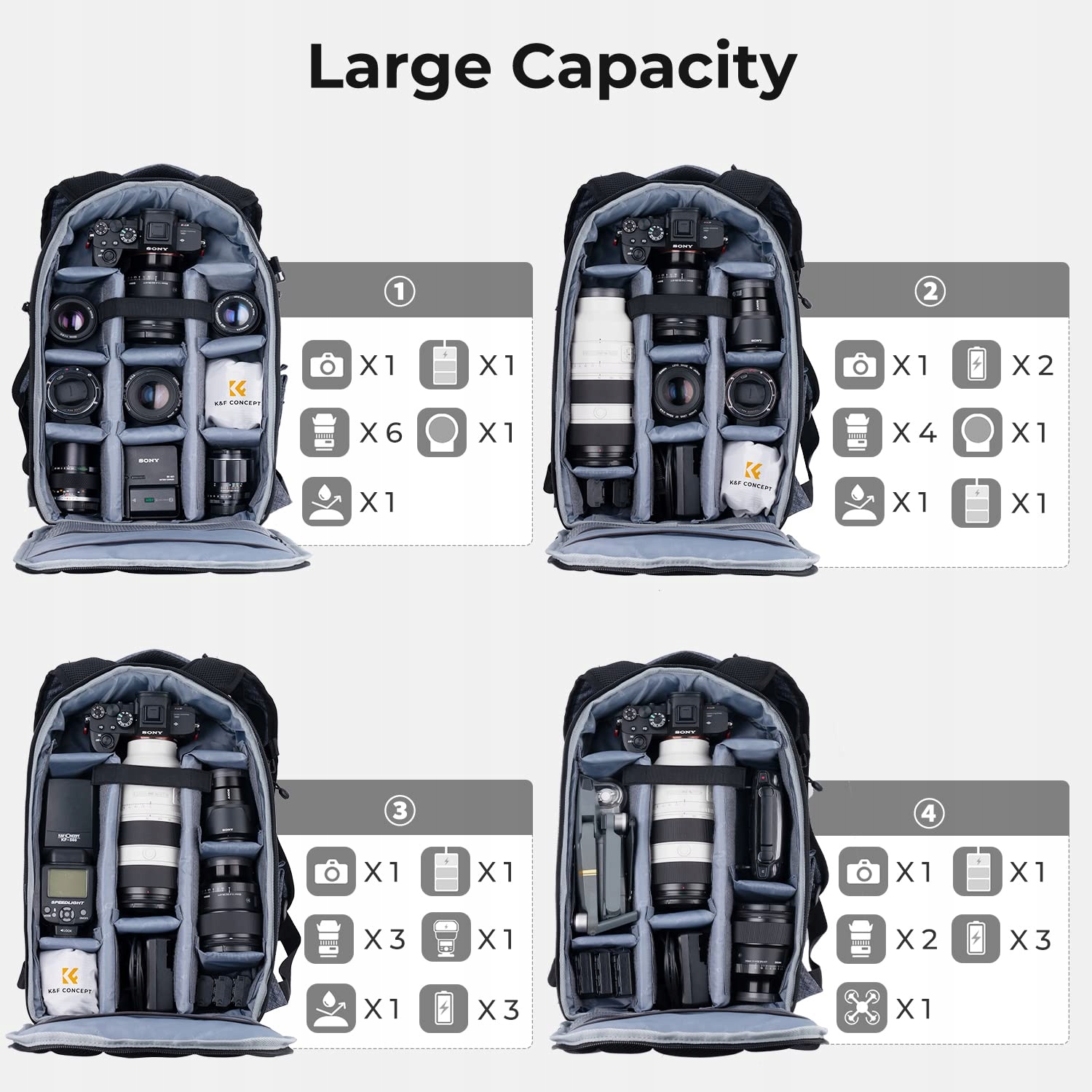 K&F CONCEPT Plecak Fotograficzny 18L na Laptop 15.6" z Pokrowcem na Deszcz — miniatura 2