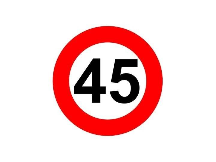 

Naklejka na auto ograniczenie prędkości 45km 10cm