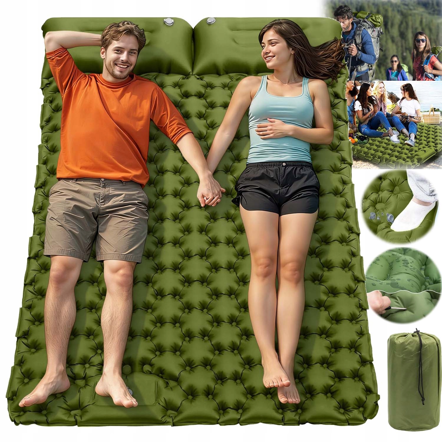 Karimatka Turistická Samonafukovací S Polštářem 200X130X10 CM Ultralehká