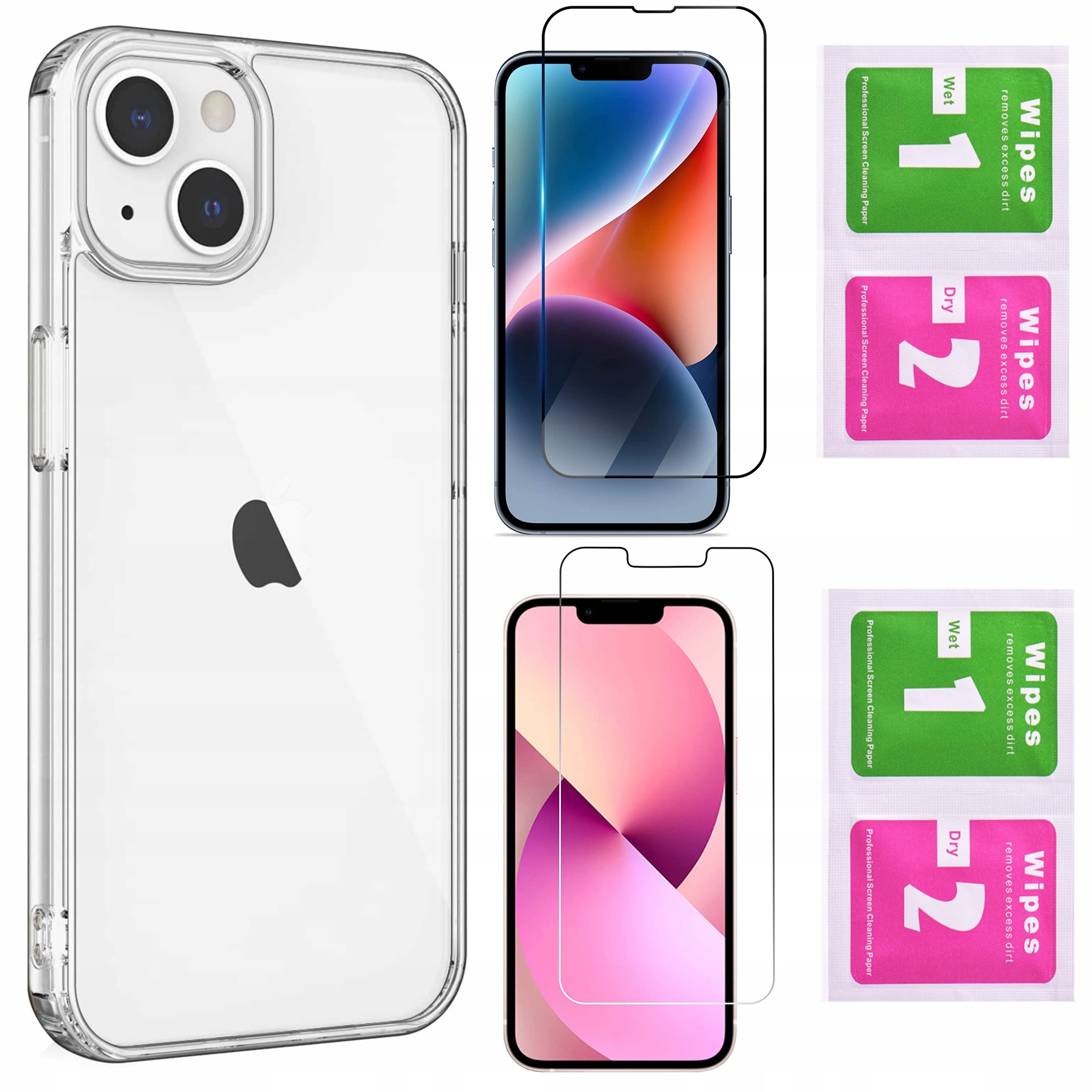 Etui do iPhone 13 / iPhone 14 Case CLEAR + 2xSZKŁO