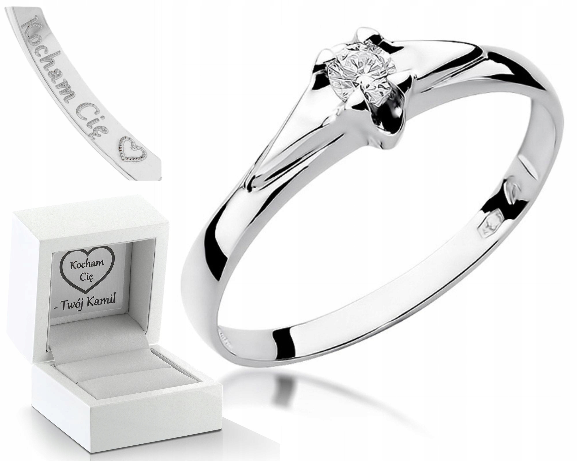 Prstýnek Briliant Diamant Bílé Zlato 585 Gravírování Zlato Jako Dárek