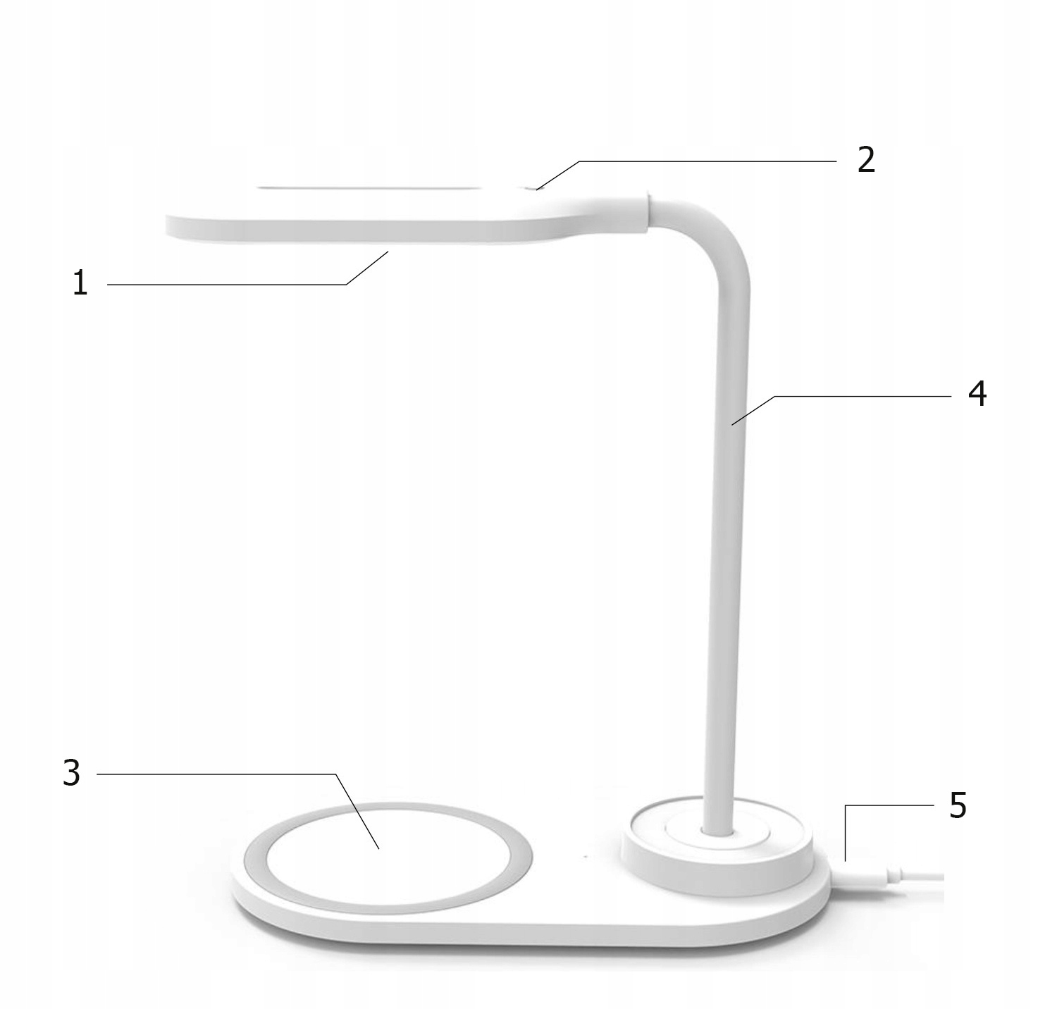 LAMPKA LED biurkowa z ŁADOWARKA Nocna indukcyjna QI USB na Biurko 450lm Szerokość produktu 8.5 cm