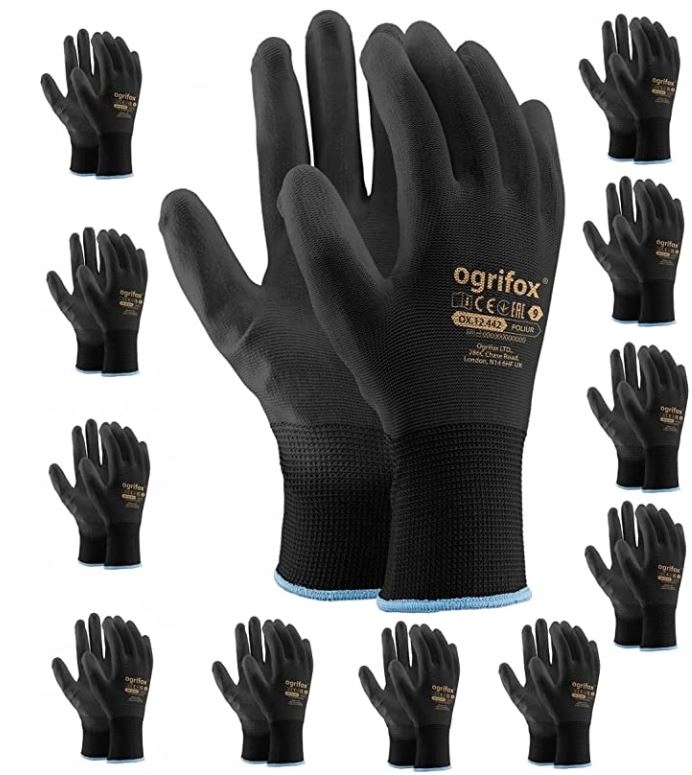 RĘKAWICE ROBOCZE MANUALNE 12 par OX-POLIUR BB r.9