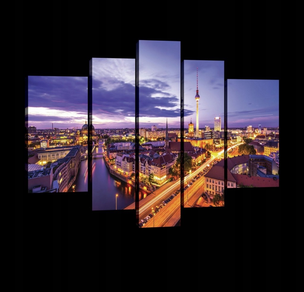 Obraz 170x100 Berlín panoráma noc mesto mestská krajina televízna veža