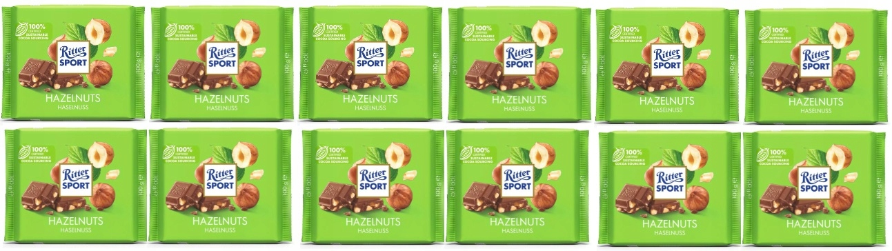 Levně 12x 100g Ritter Sport lískové oříšky čokoláda v kartonu