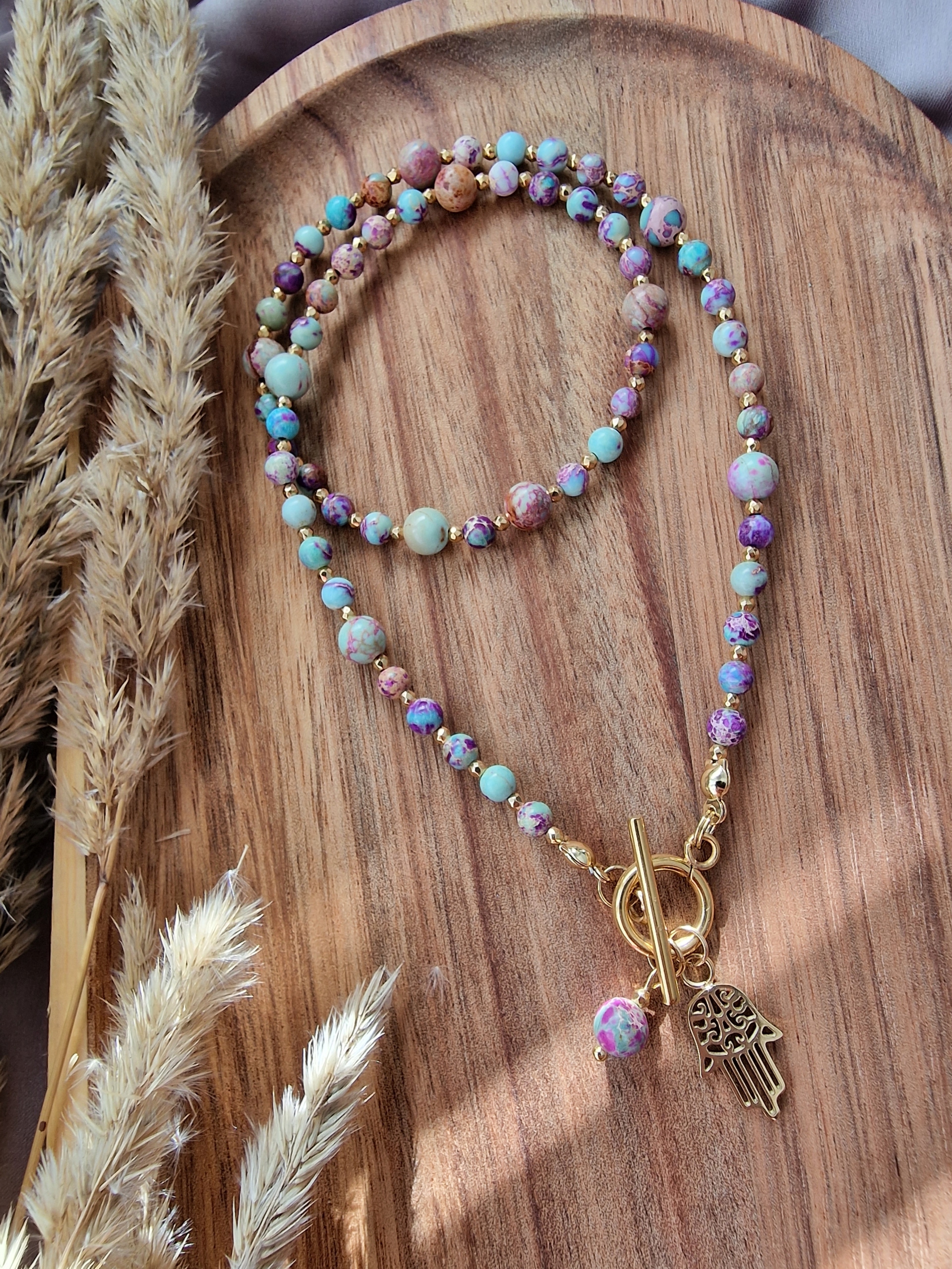 NASZYJNIK JASPIS CESARSKI HEMATYT