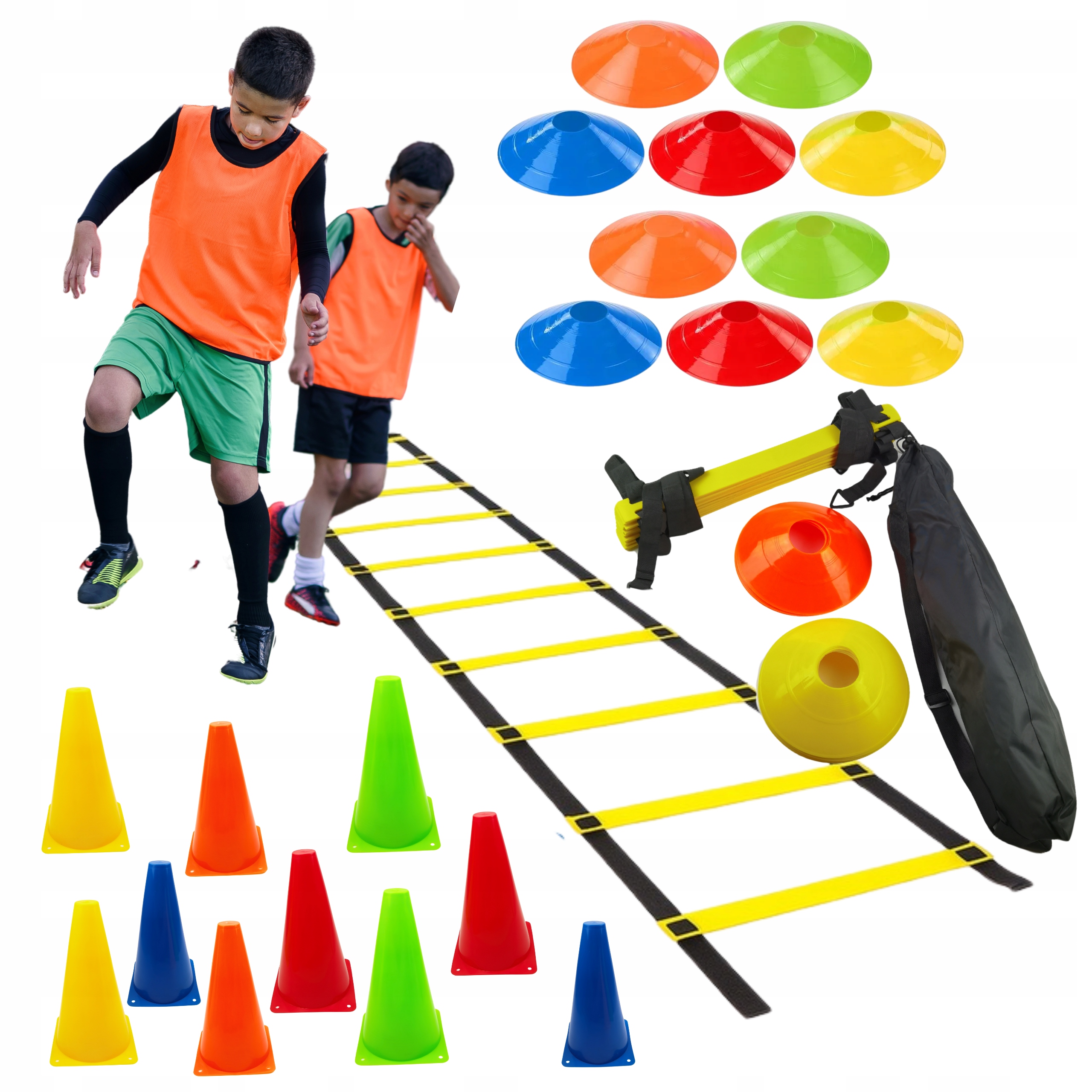 Akademia Piłkarski Zestaw Treningowy Drabinka Footbal 22w1 Pachołki