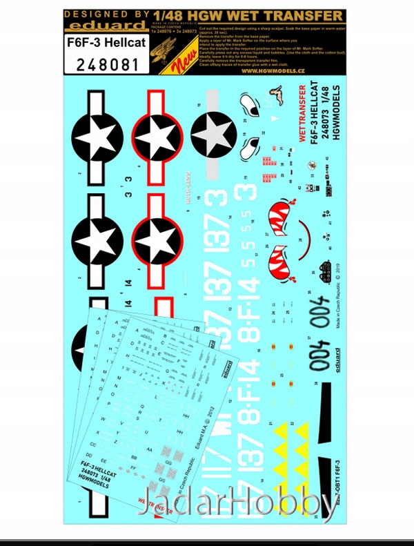 Hgw 248081 1/48 F6F-3 Hellcat Markings Stencils