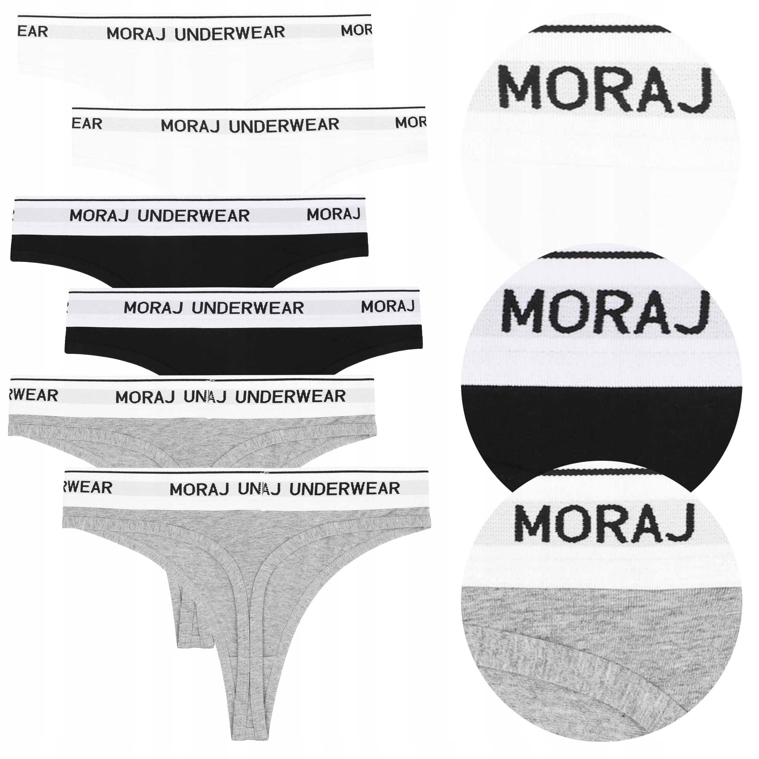6x STRINGI MAJTKI DAMSKIE Bawełniane Kobiece Zestaw 6 Pak MORAJ r. M