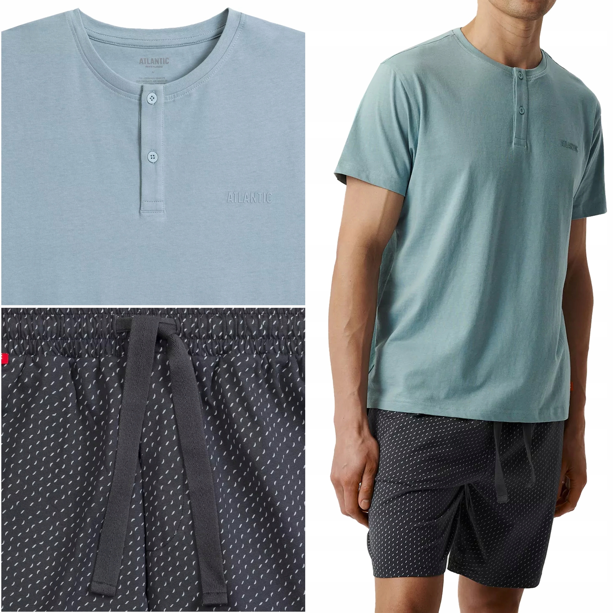 Pánské Pyžamo Atlantic NMP-386 volný krátký komplet 100% Bavlna XXL