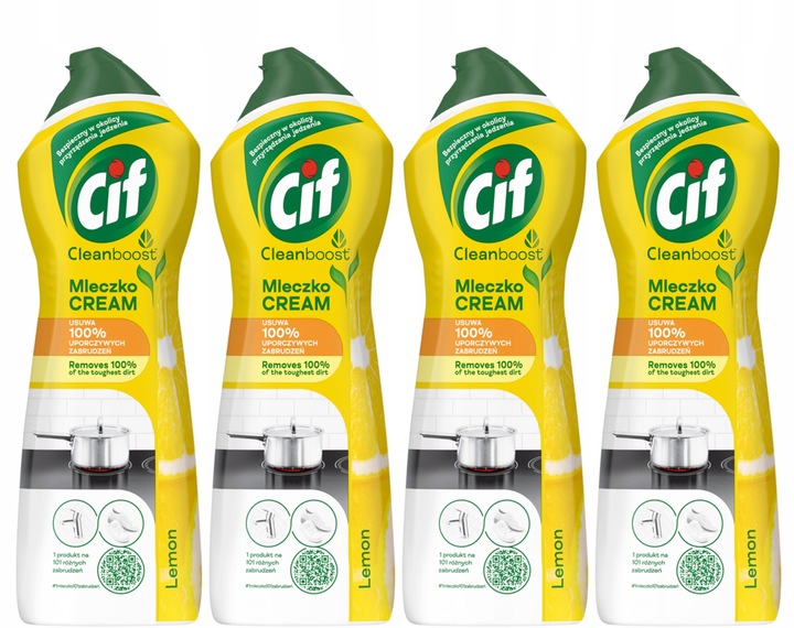 Levně Cif Cream Lemon Čisticí mléko do kuchyně koupelny 4x780g