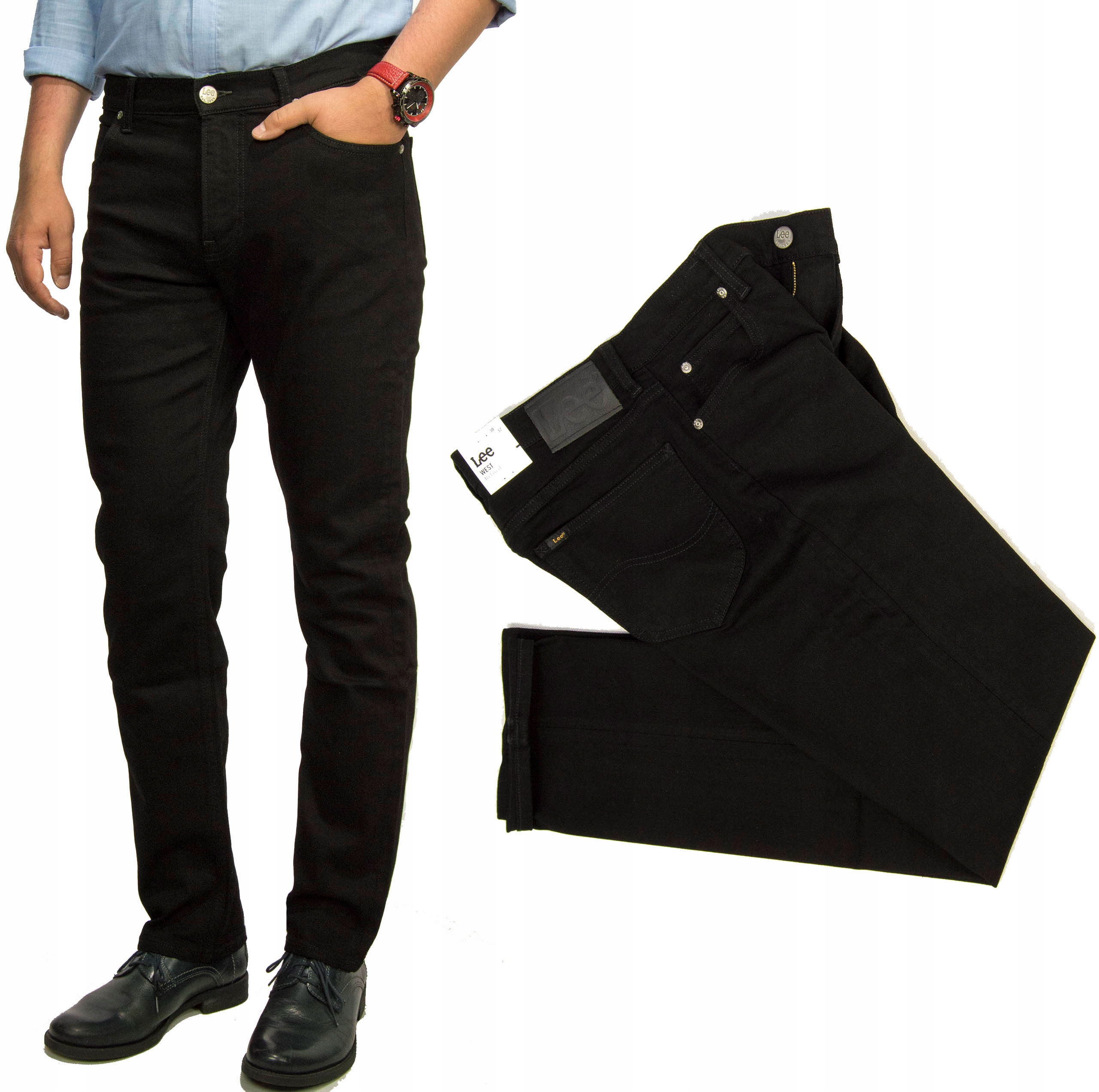 

Lee West Clean Black męskie spodnie jeansy W34 L32