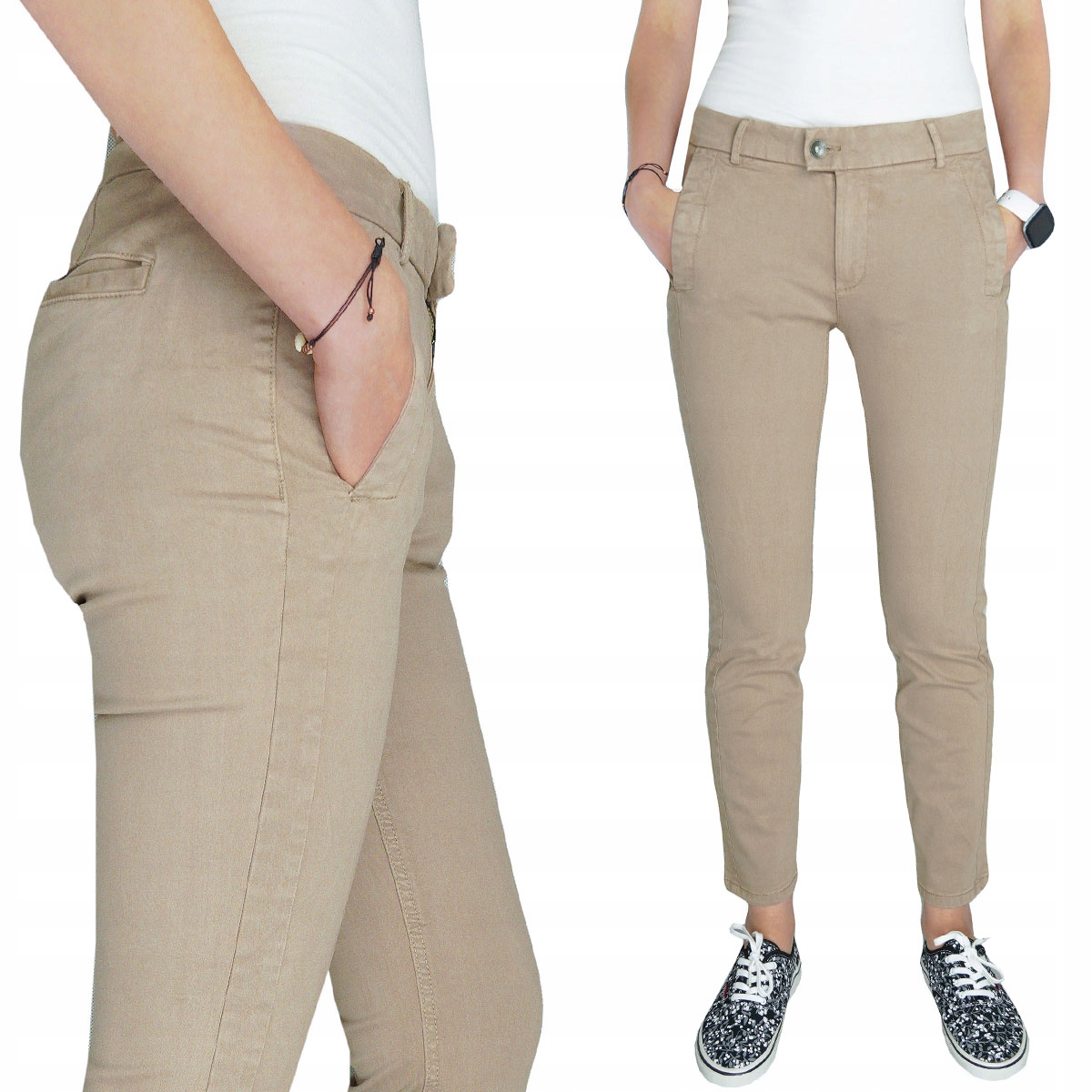

Esprit Beżowe Spodnie Chino Tencel Regular M 38