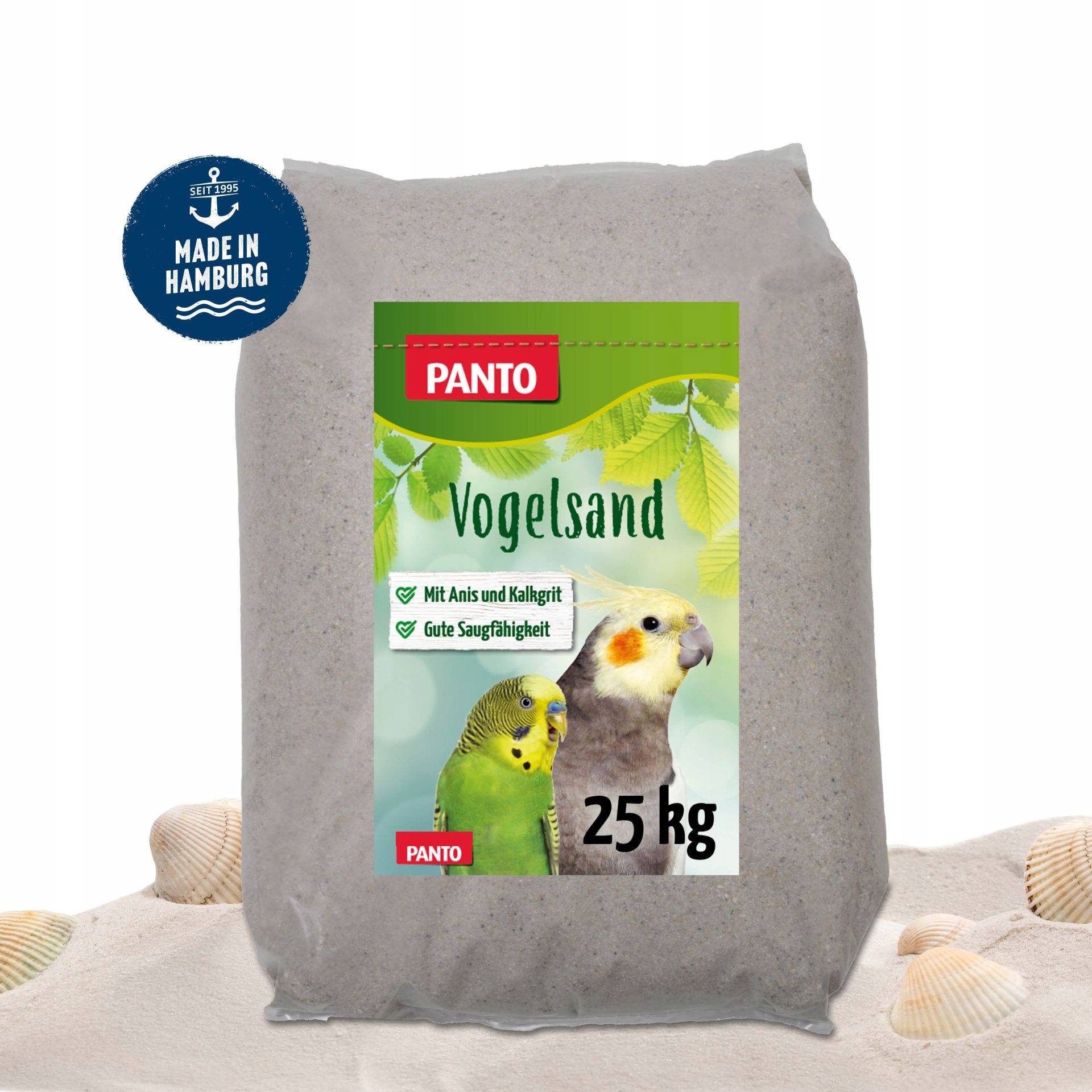 Prémiový písek pro exotické ptáky Papoušci s anýzem a mušlemi Panto 25 kg