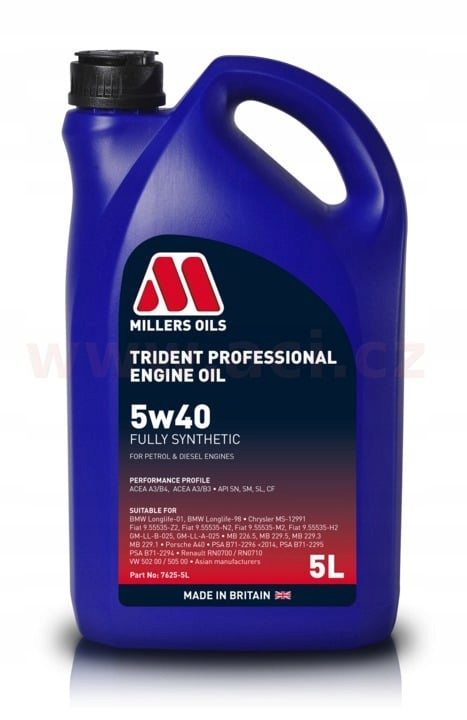 Millers Oils Trident Professional 5w40, plne syntetický, 5 l 76255