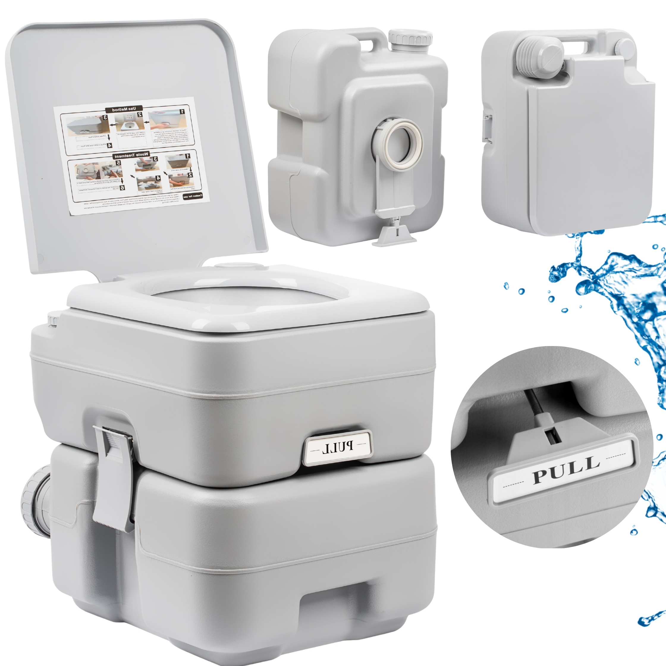 Turistická Toaleta Wc Přenosná 20L Se Splachovačem Camping Kamper Stan