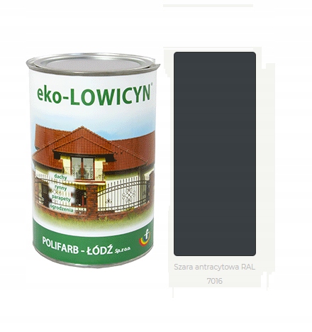 Eko-lowicyn farba na dach 10L Szary Antracyt 7016 Półmat