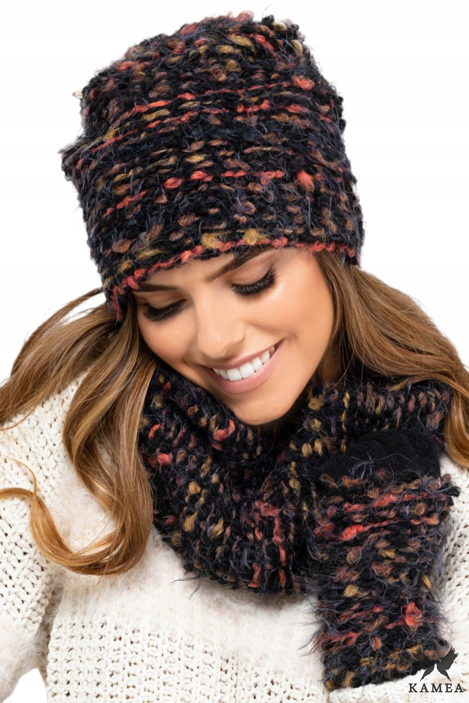 CARINI-KOMPLET (CZAPKA+KOMIN) kolor ciemny brązowy