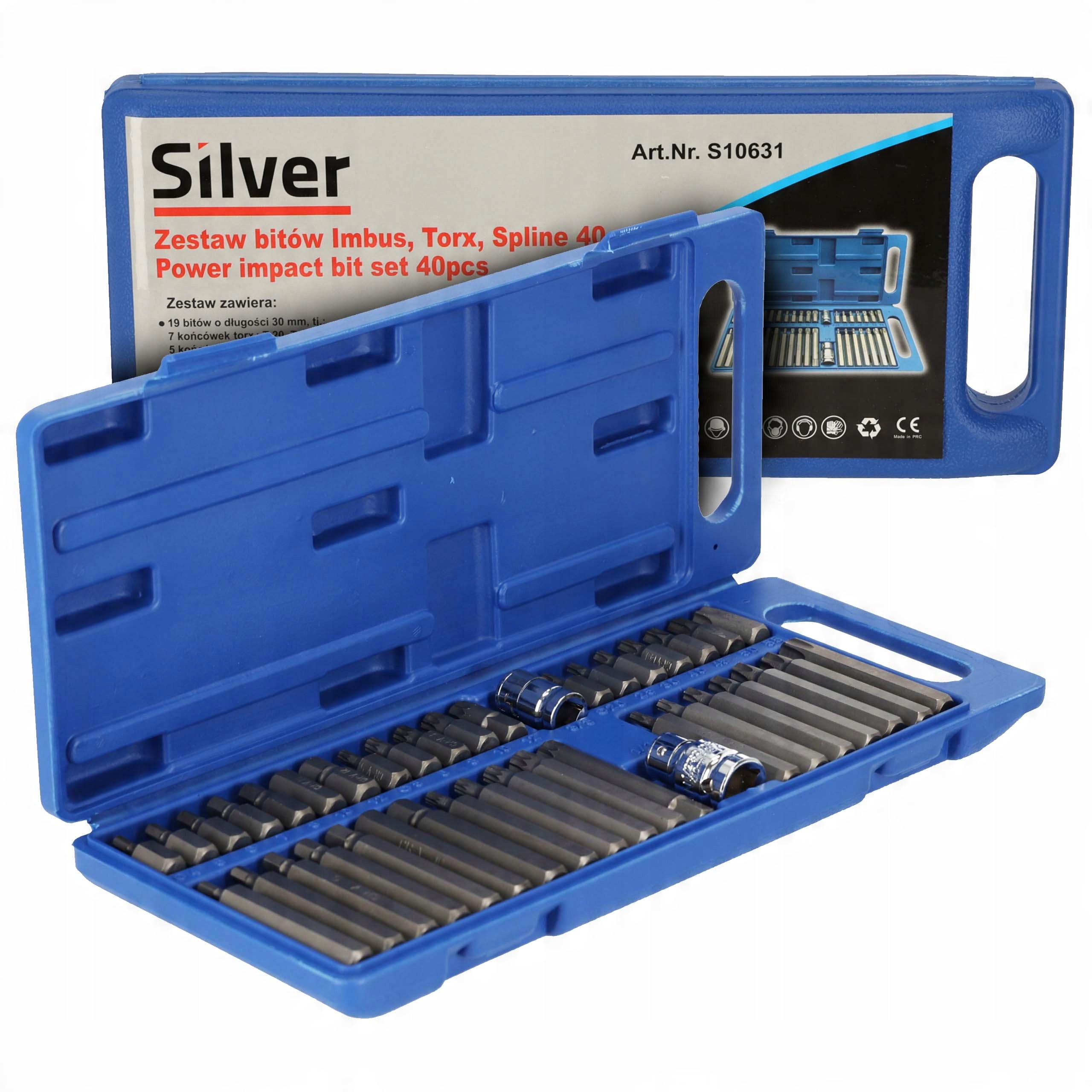 

Końcówki wkrętakowe Torx Hex 1/2 3/8 40 el. Silver