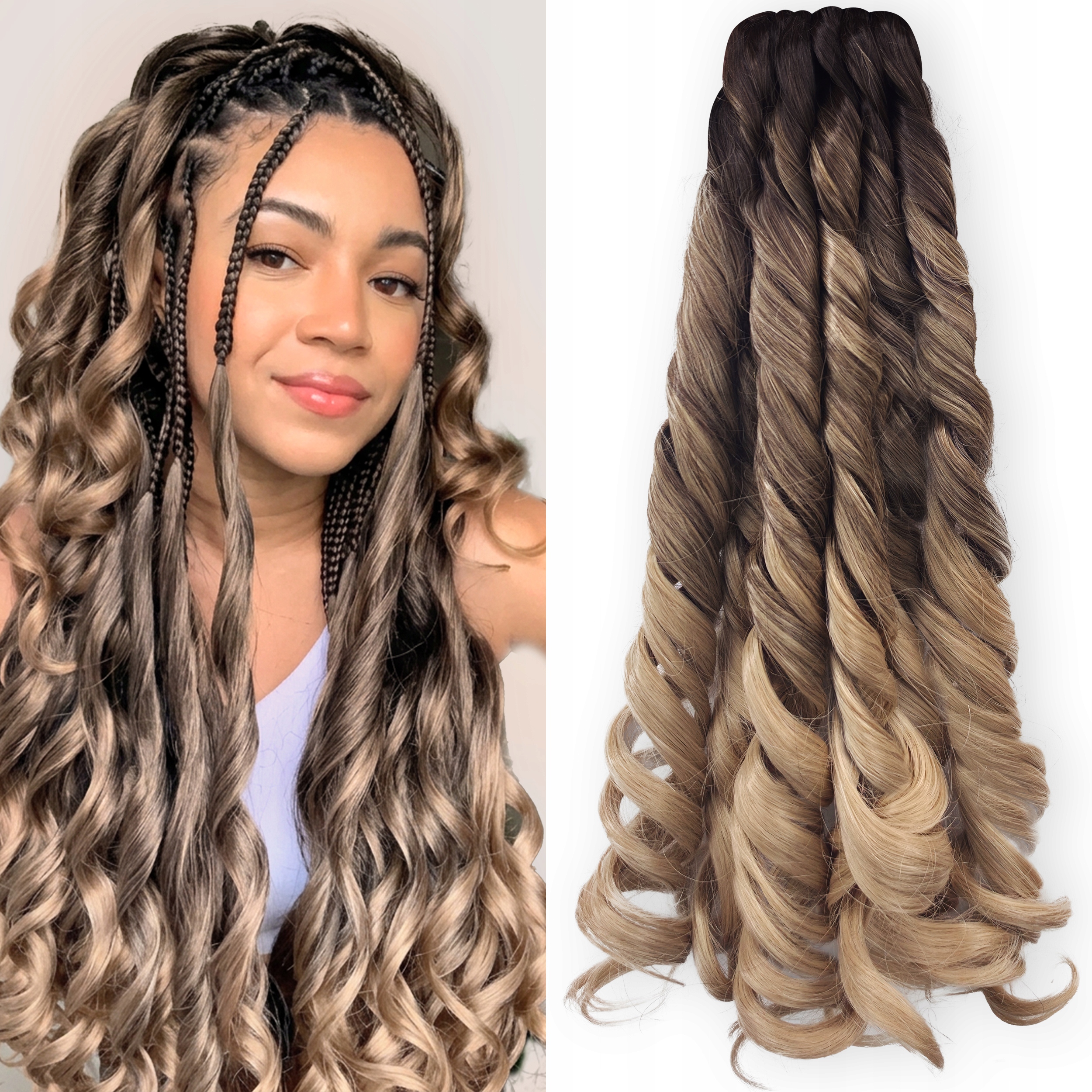 Włosy Syntetyczne Romance French Curl Do Wplotu Na Warkoczyki Ombre 50cm