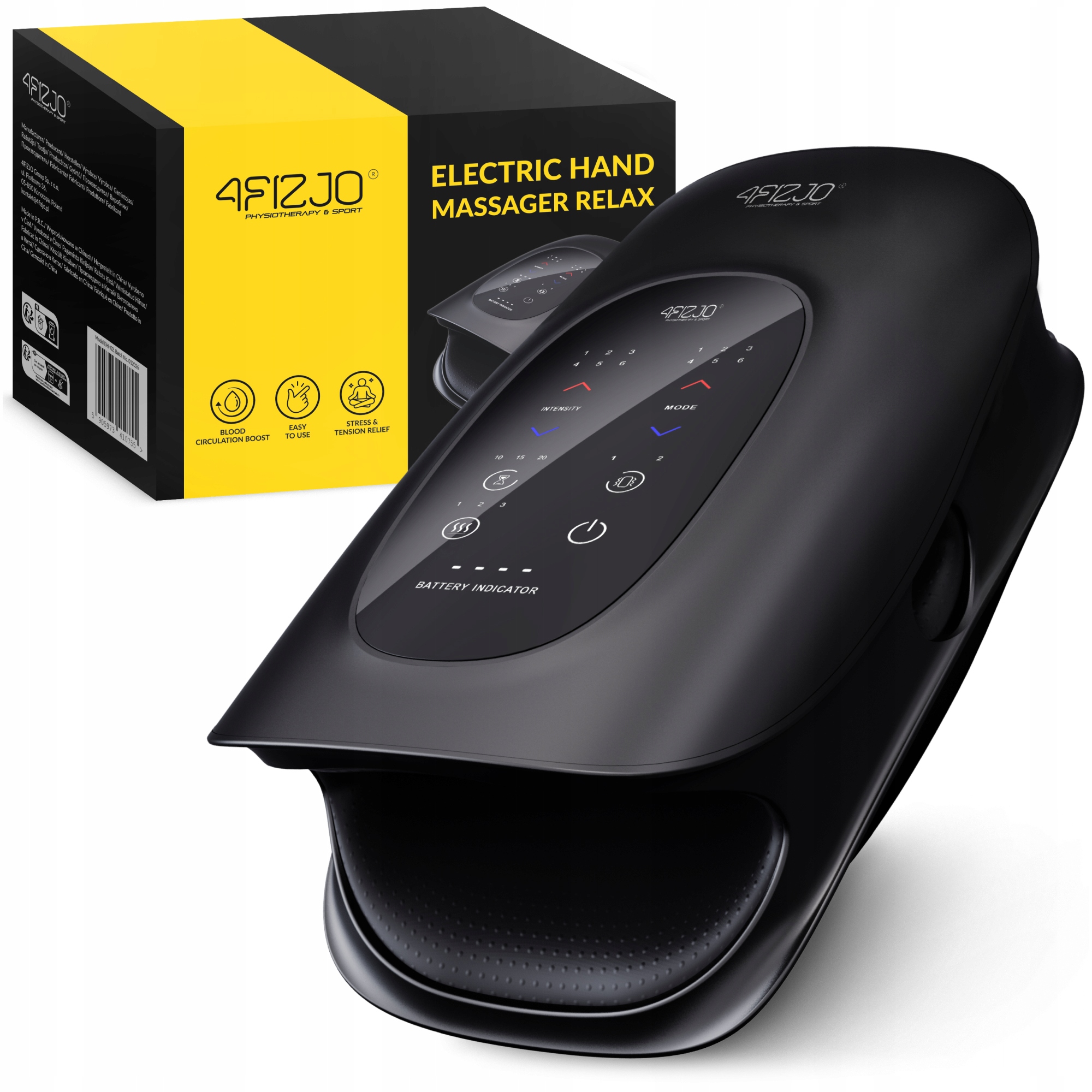 Masażer Do Dłoni Rąk Elektryczny Bezprzewodowy 6 Trybów Grzejący Uciskowy