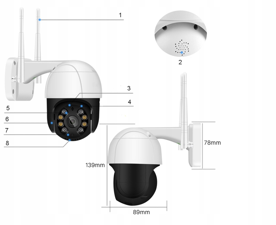 KAMERA OBROTOWA WiFi IP ZEWNĘTRZNA 4x ZOOM FULL HD 25 Fps Typ kamery kolorowa na podczerwień