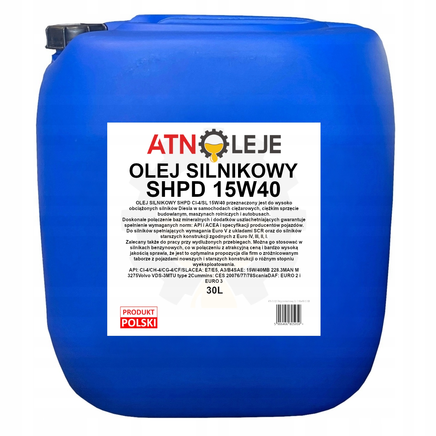 Olej Silnikowy Shpd 15W40 30L CI-4/SL Euro 5 Euro 4 Euro 3