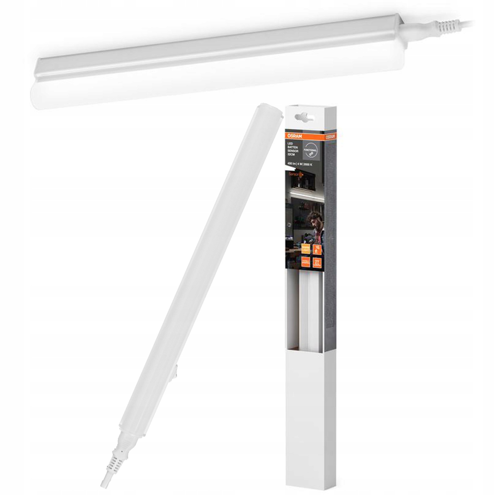 Led lampa Nástěnný panel s pohybovým senzorem 4W 3000K 400lm Bílá Batten