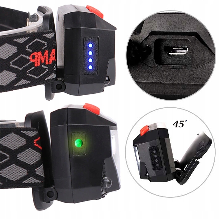 LATARKA CZOŁOWA NA GŁOWĘ AKUMULATOROWA CZOŁÓWKA ŁAD USB EAN (GTIN) 4337459882939