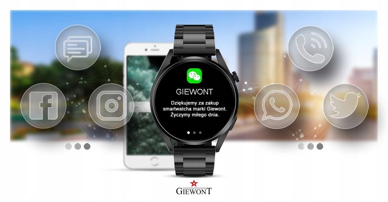Smartwatch Giewont GW450-1 Czarny + Pasek Czarny S Marka Giewont
