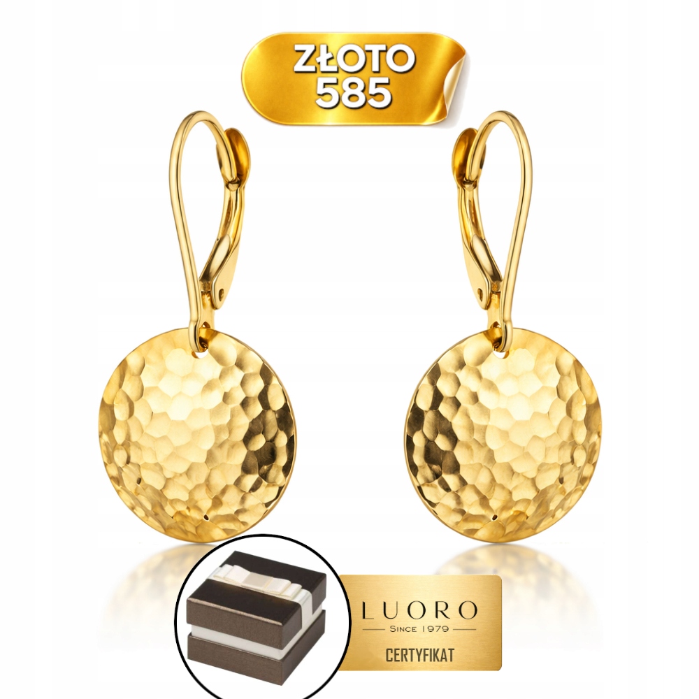 Náušnice Zlaté 585 14K Diamantové Kruhy 27,3 MM Anglické Zapínání