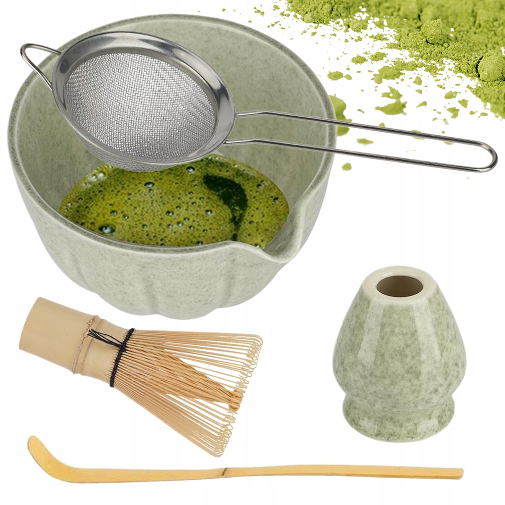Matcha Zestaw Do Herbaty Matcha Z Bambusa Miotełka Łyżeczka Miseczka