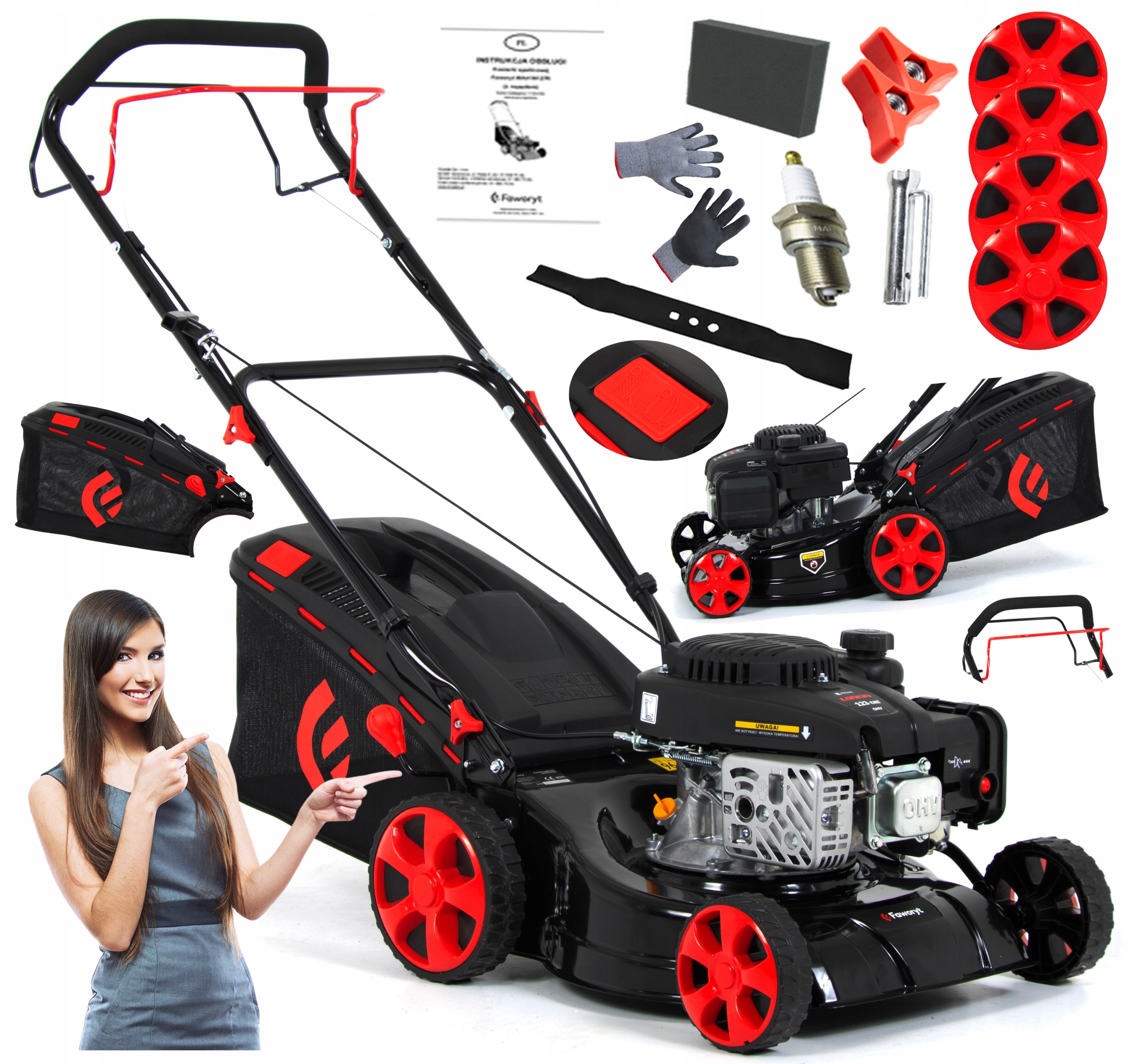 Kosiarka Spalinowa Premium Potężna Z Napędem Napęd XL Zestaw Full Lekka 7KM