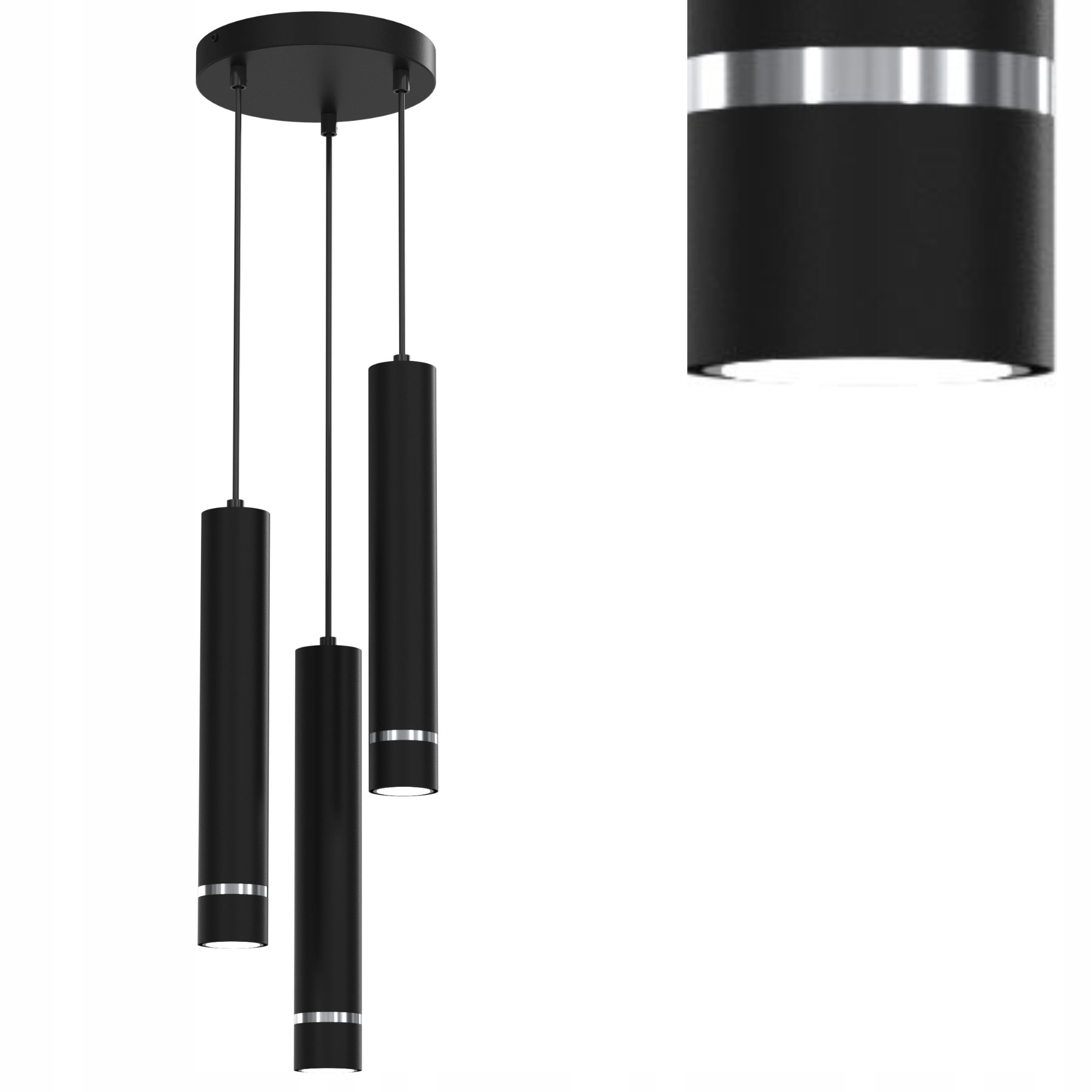 Stropní Svítidlo Zwis Tuba Černá Chromová Nastavitelná Led GU10 Polská Lampa