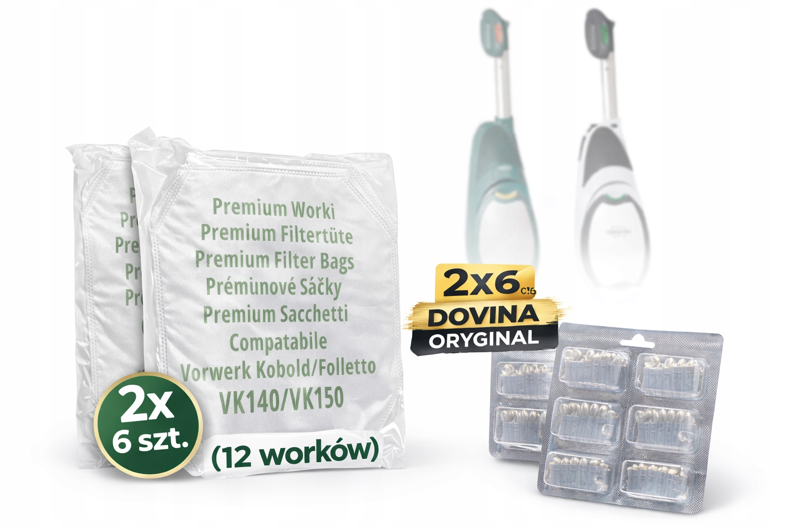 12 x Sáčky VK140-VK150 2 x Vůně Dovina Vorwerk Kobold VK140-VK150