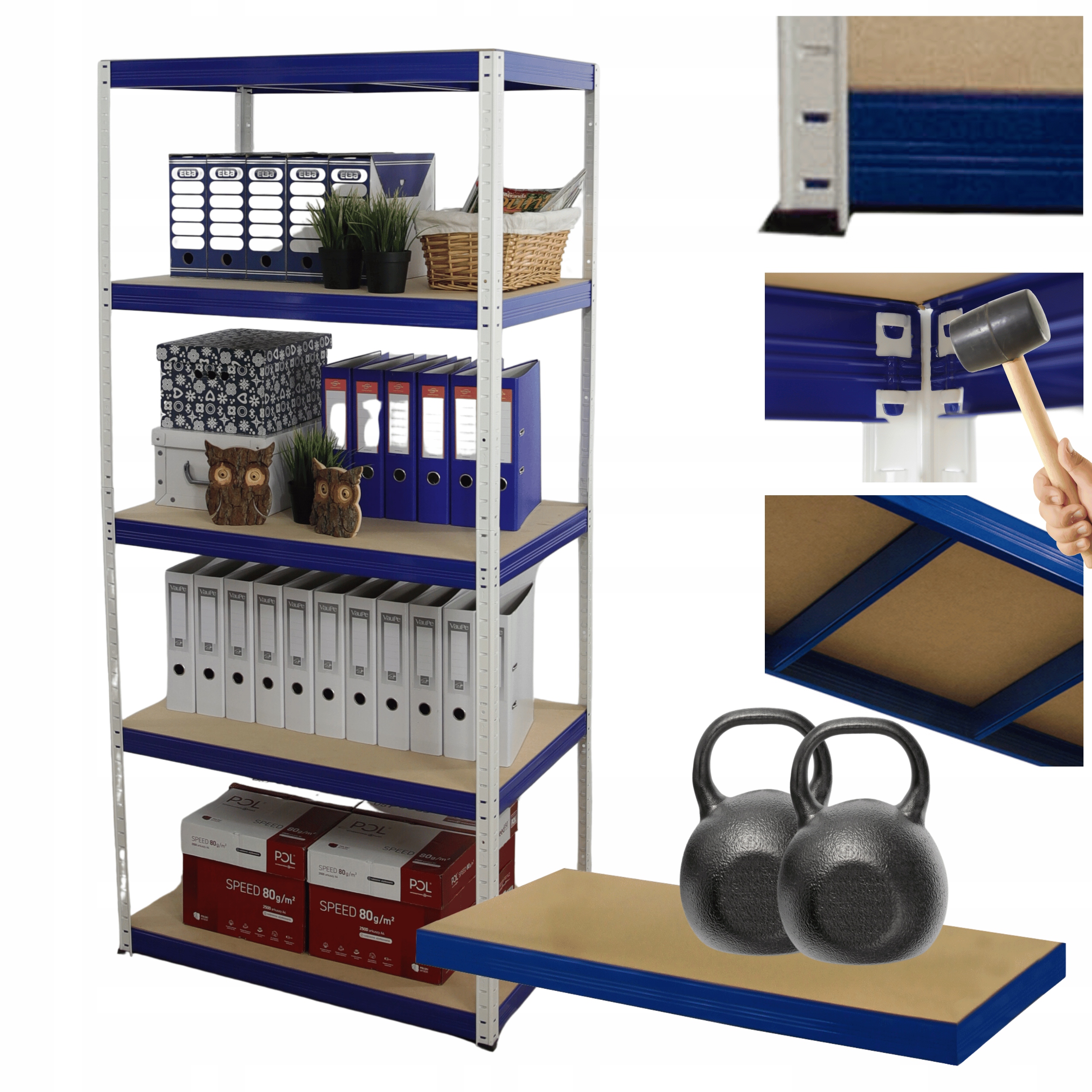 Kovový skladový regál Helios 213x110x45 cm 5Px275 kg 300TYS Komb