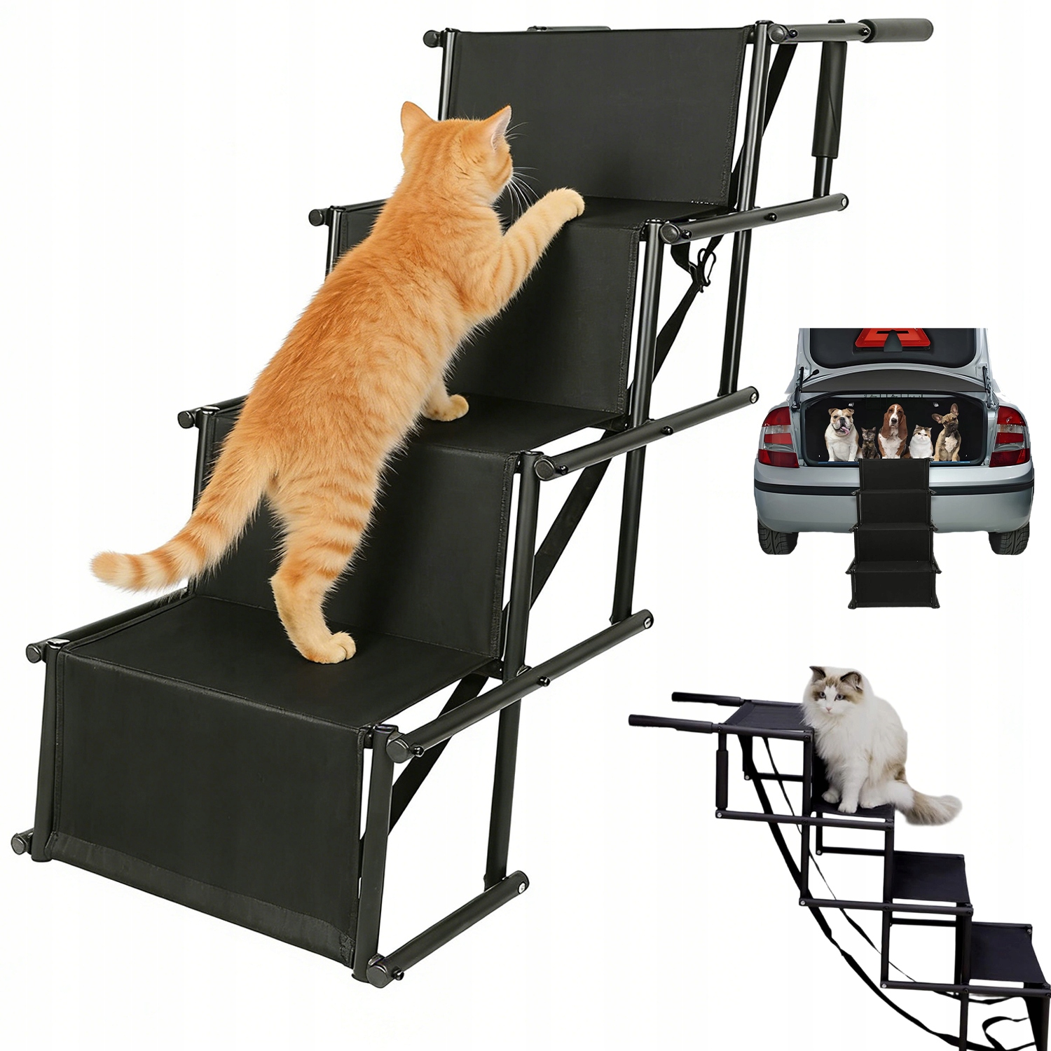 Levně Schůdky Pro Psa Pro Vstupování Plošina 4 Stupně 76 CM Mírná, Stabilní Rampa