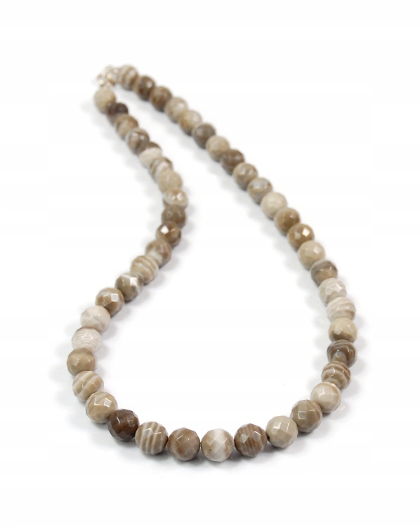 Přírodní náhrdelník Křemen Pruhovaný, fazetované kuličky 10 mm, optimismus