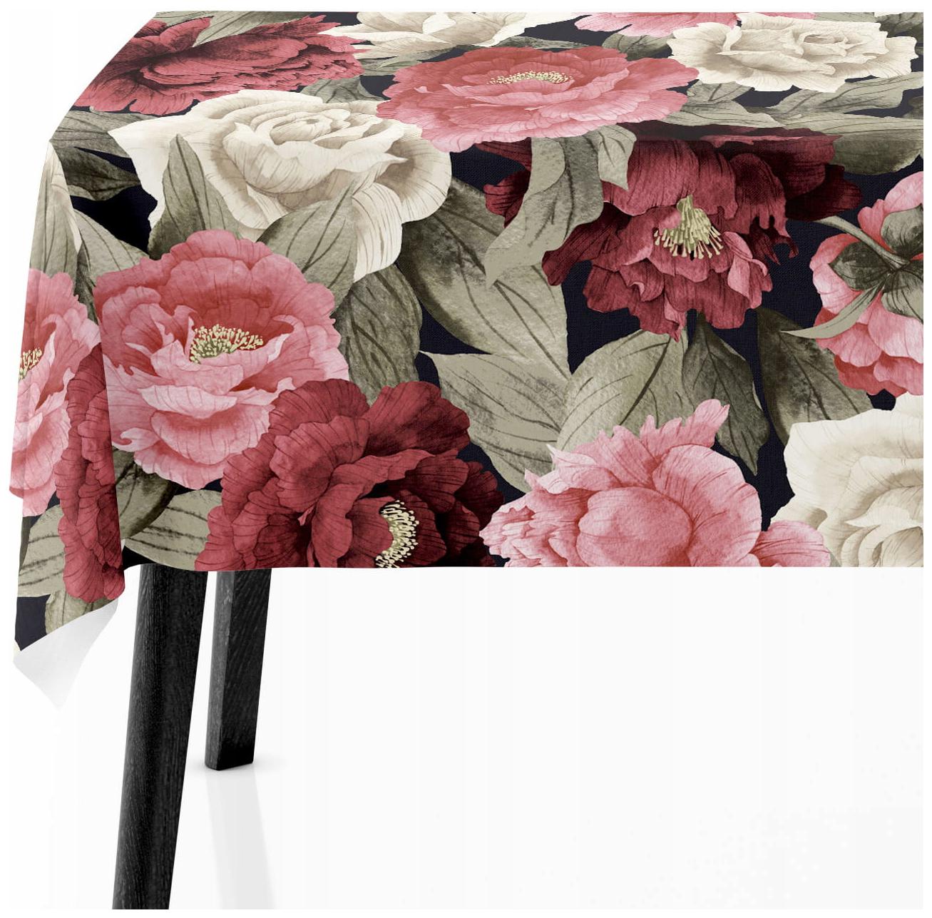 Dekorativní ubrus na stůl 140x260 Květiny Bordo Růže 7832