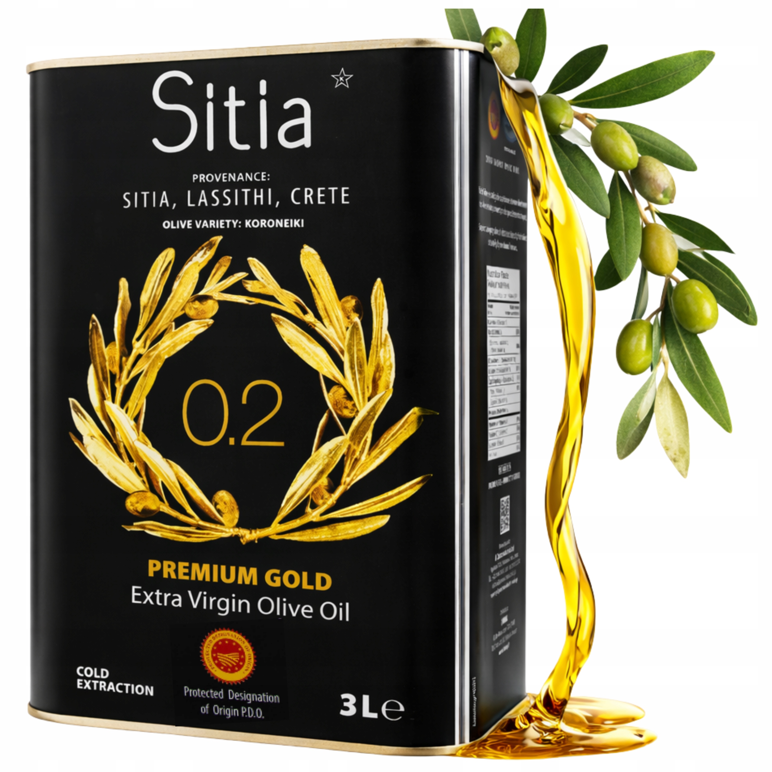 Extra Panenský Řecký Olivový Olej 3 L, Kyselost 0,2% Sitia Premium Gold