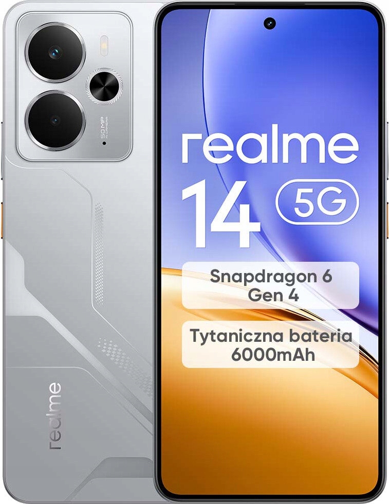 Smartfón realme 14 5G 12/256GB Dual Sim Nfc Oled Mecha Silver strieborný
