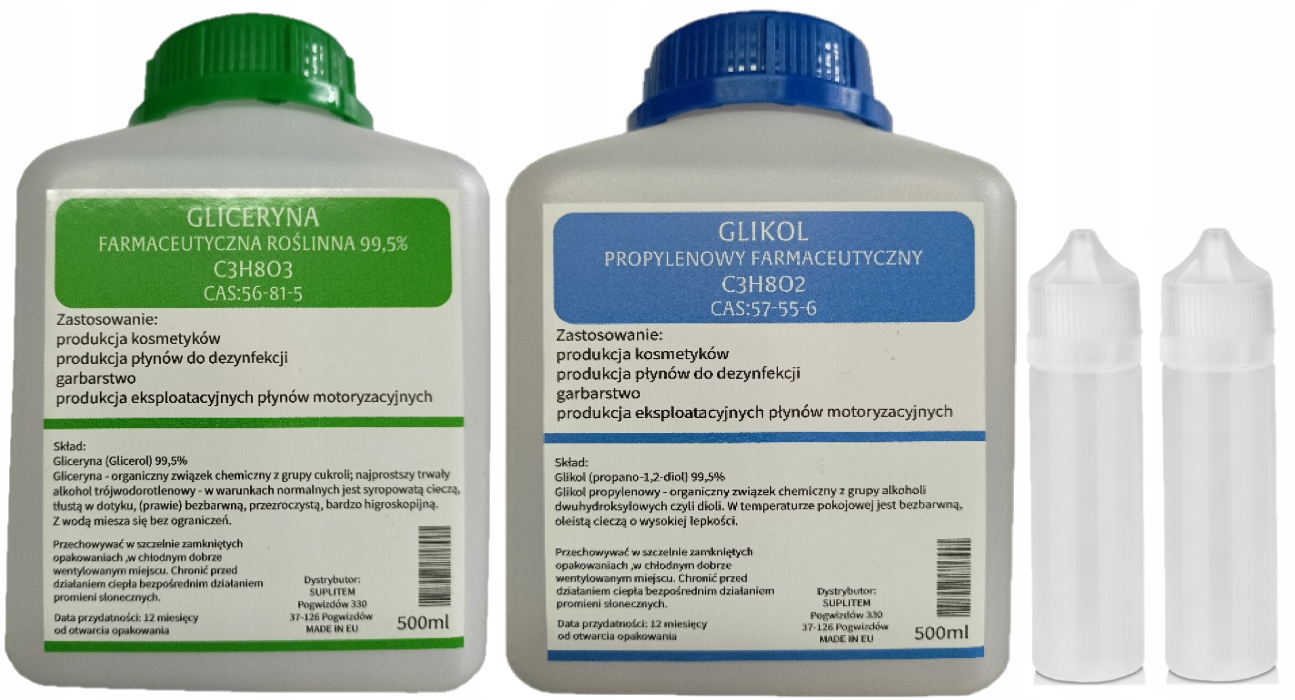

Gliceryna Roślinna+glikol Propylenowy 1L Butelki