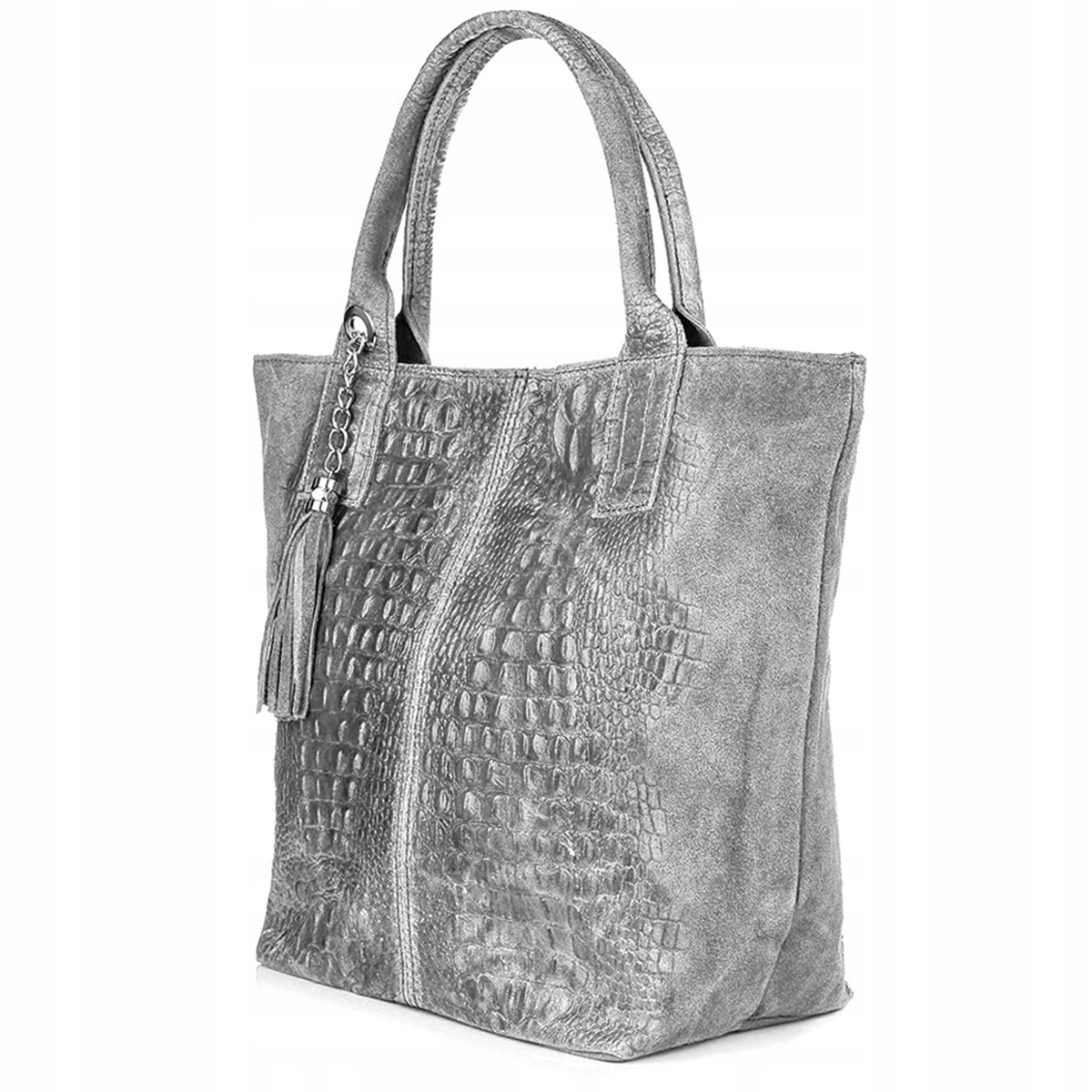 Kožená taška dámská shopper na zip velká A4 s italskou kosmetickou taštičkou