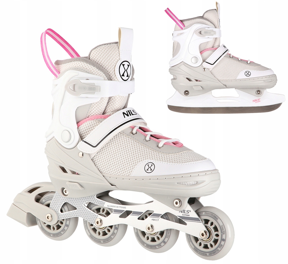 2v1 Brusle 2v1 Kolečkové Brusle Regulovatelné Rekreační Vyměnitelná ližina Nils 29-33