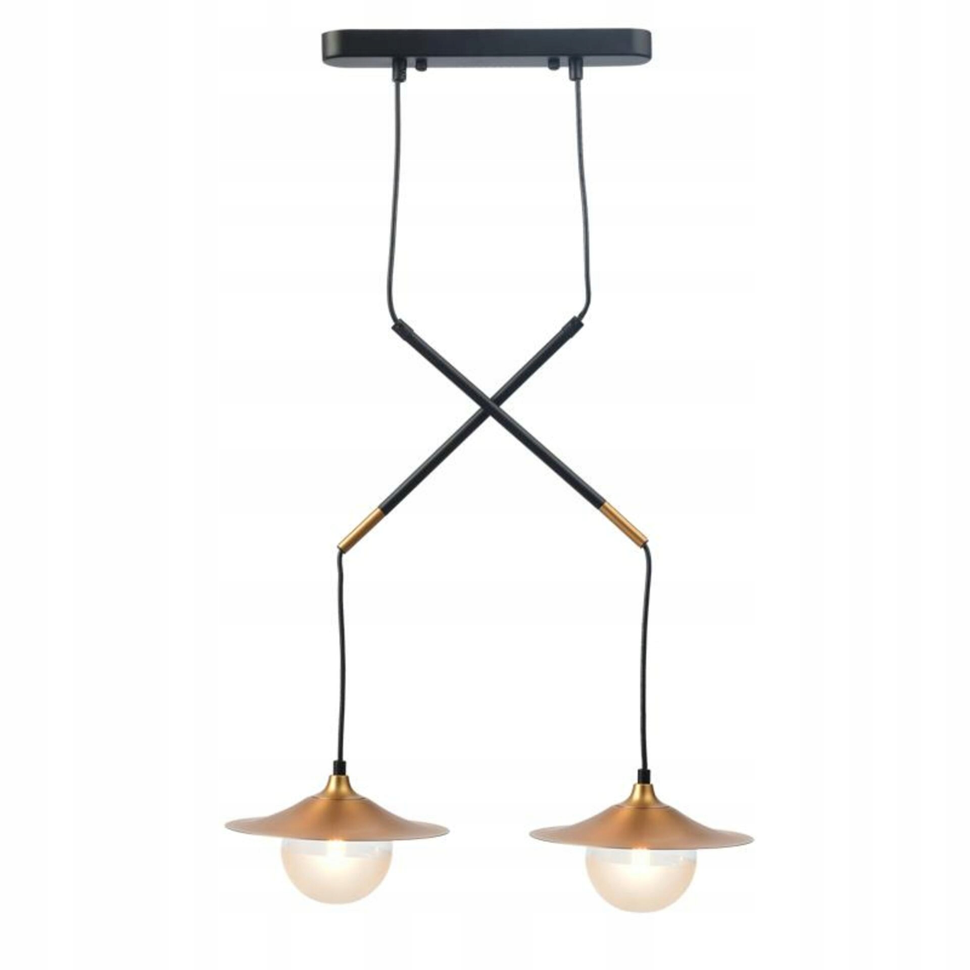 Aca Lighting závesné svietidlo 2XG9 mosadz/čierny kov sklo 47X20XH128CM Layl